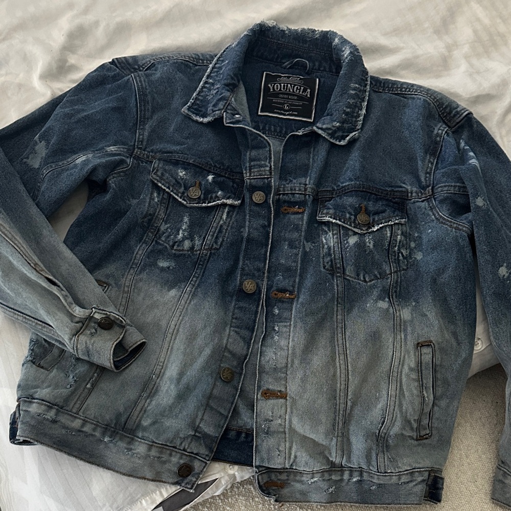 YoungLA Distressed Blue Denim Jacket